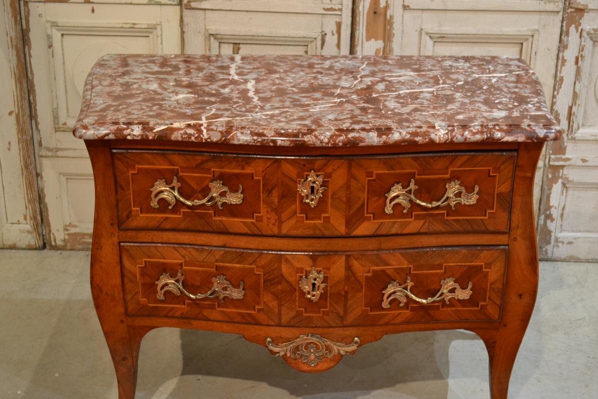 Commode Sauteuse In Marquetry Epoque Eighteenth-photo-2
