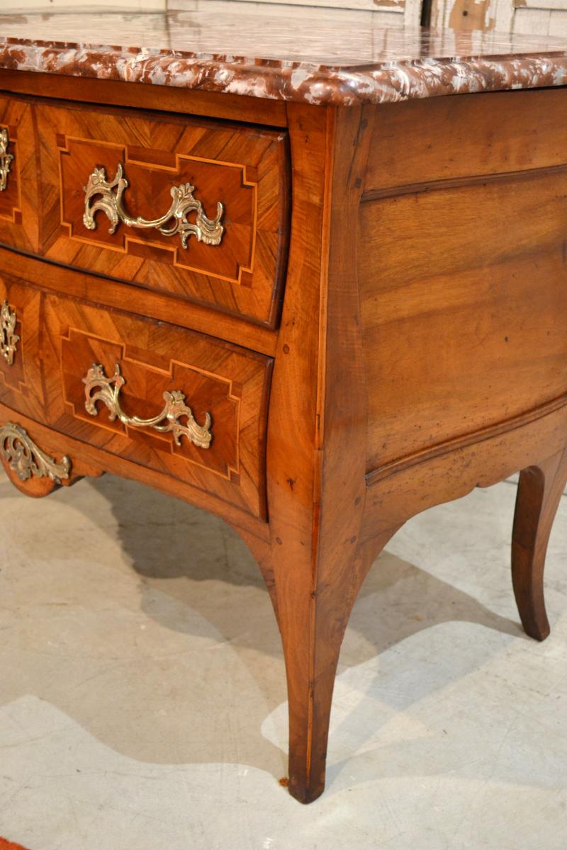 Commode Sauteuse In Marquetry Epoque Eighteenth-photo-3
