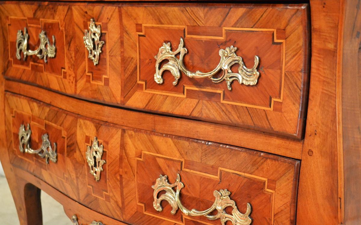 Commode Sauteuse In Marquetry Epoque Eighteenth-photo-4