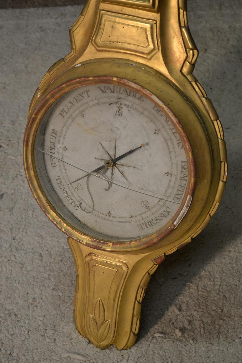 Barometer In Golden Wood Eighteenth Century-photo-2