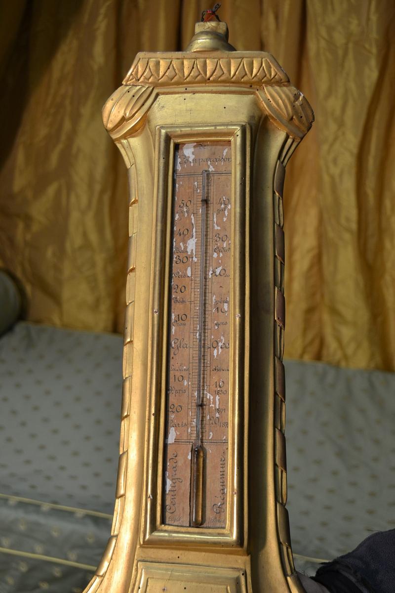 Barometer In Golden Wood Eighteenth Century-photo-3