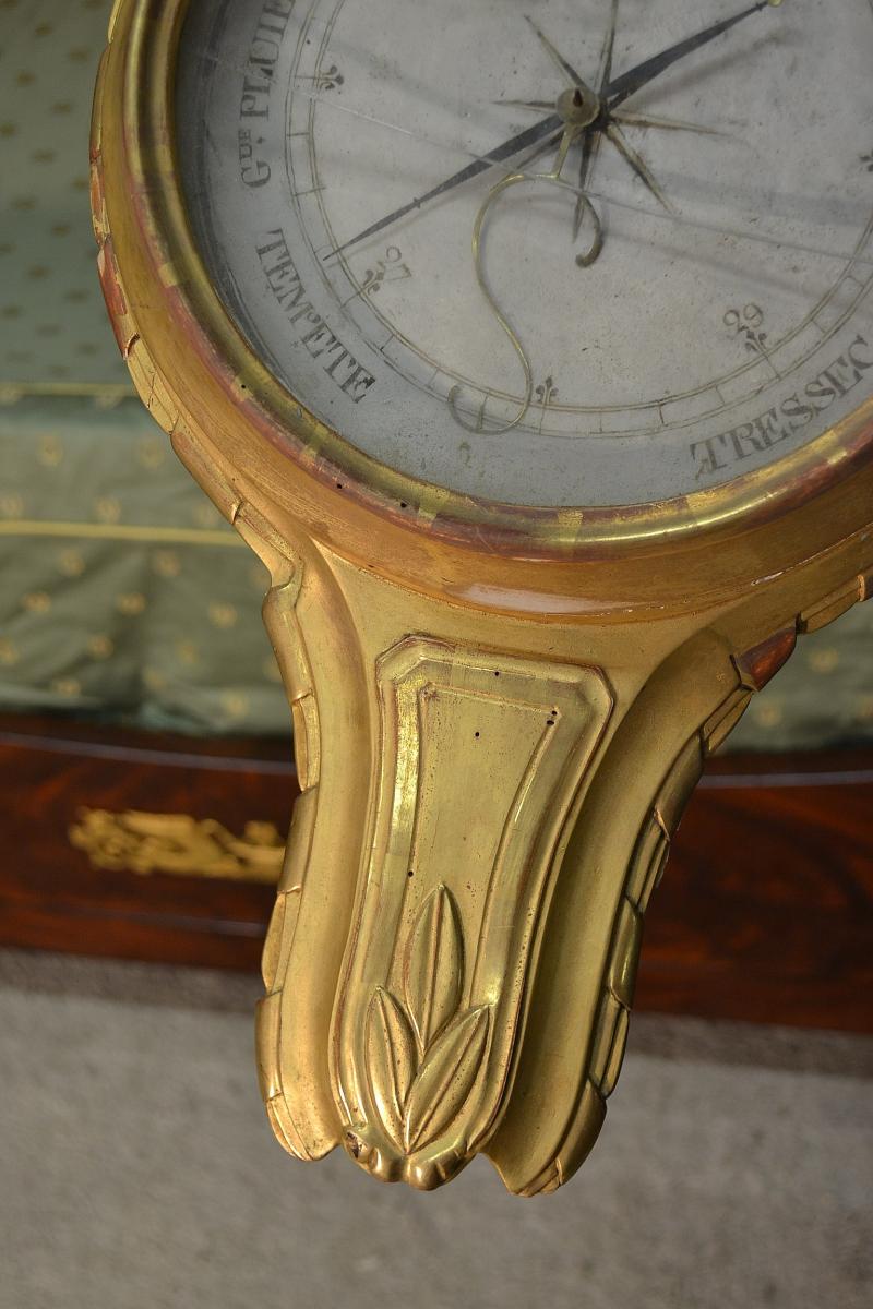 Barometer In Golden Wood Eighteenth Century-photo-2