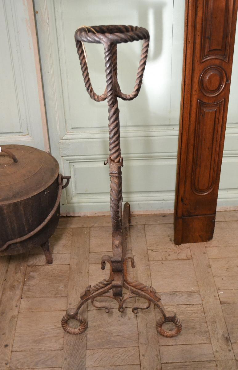 Pair Of Landiers Or Wrought Iron Andirons-photo-4