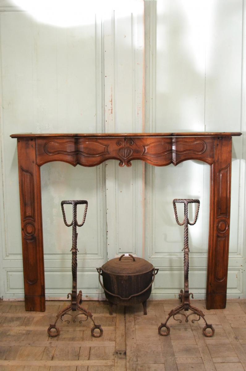Pair Of Landiers Or Wrought Iron Andirons-photo-5