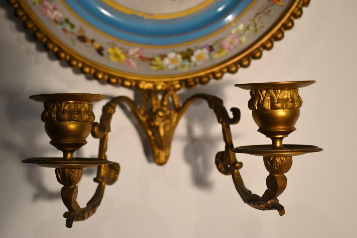 Paire d'Appliques En Porcelaine De Sèvres, époque 19e Siècle-photo-3