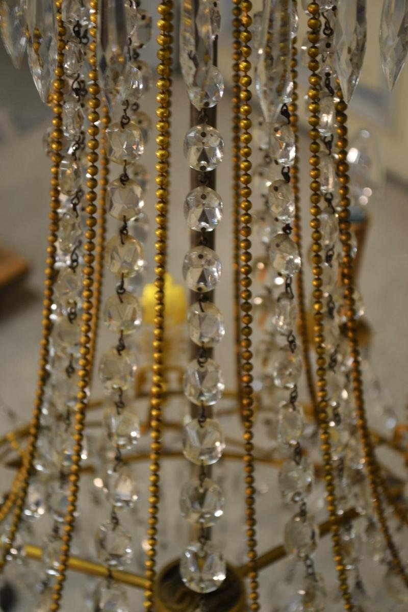 Chandelier With Pendants And Gilt Bronze 20th Century-photo-1