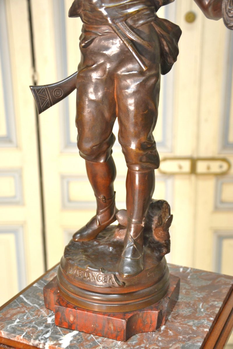 sujet en bronze "Le lancer" signé E. Marioton (1854-1933)-photo-3