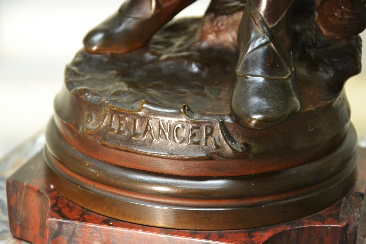 sujet en bronze "Le lancer" signé E. Marioton (1854-1933)-photo-4