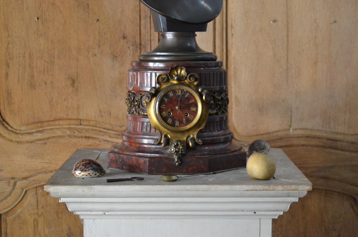 Pendulum In Marble And Bronze Napoleon III - H 80 Cm-photo-6