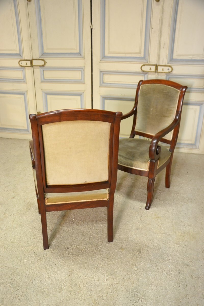 Pair Of Mahogany Armchairs Nineteenth Century-photo-2