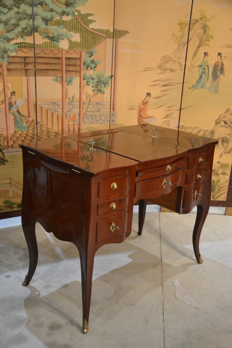 Mahogany Dressing Table Stamped By Coulon & Chevalier XVIIIth Century-photo-2