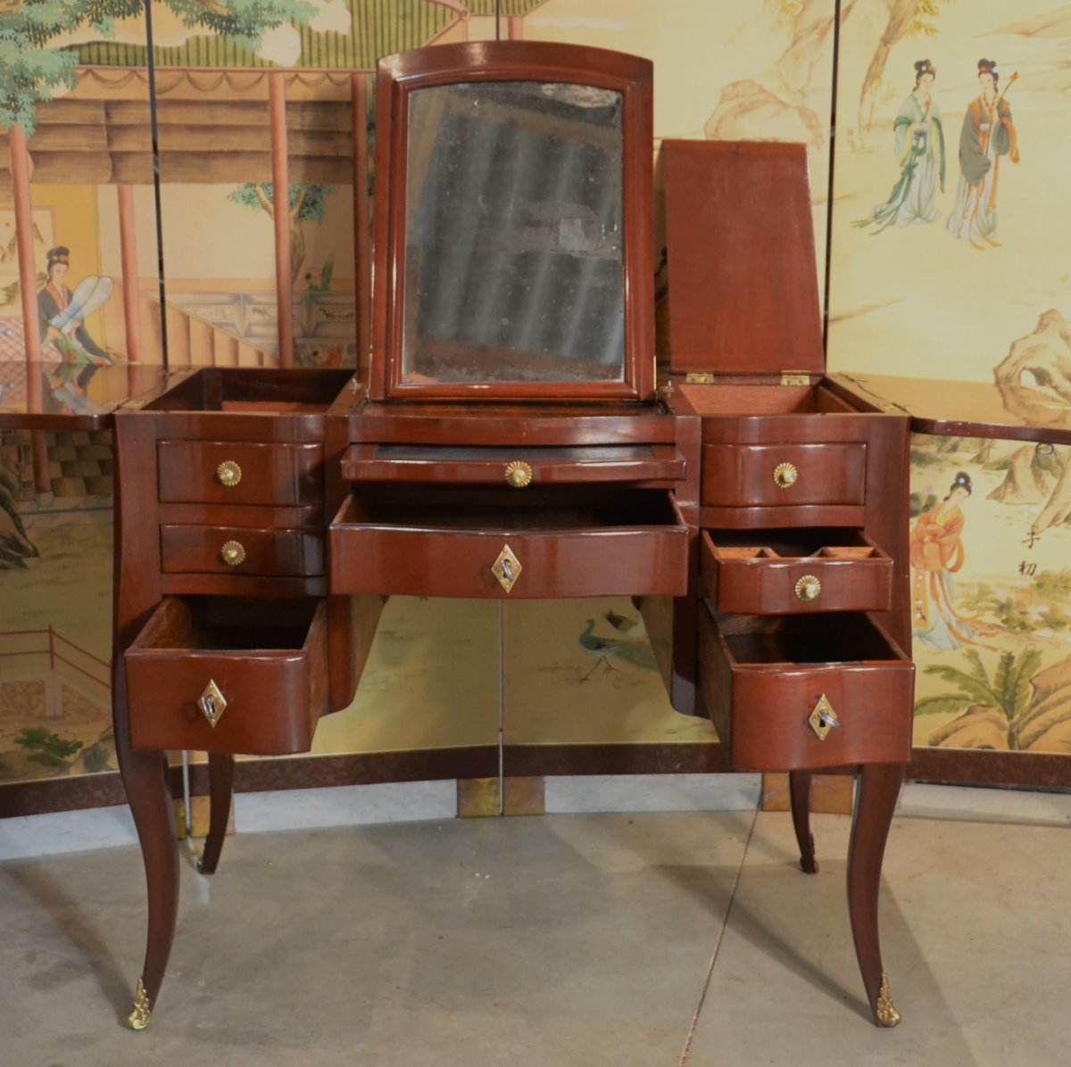 Mahogany Dressing Table Stamped By Coulon & Chevalier XVIIIth Century-photo-3
