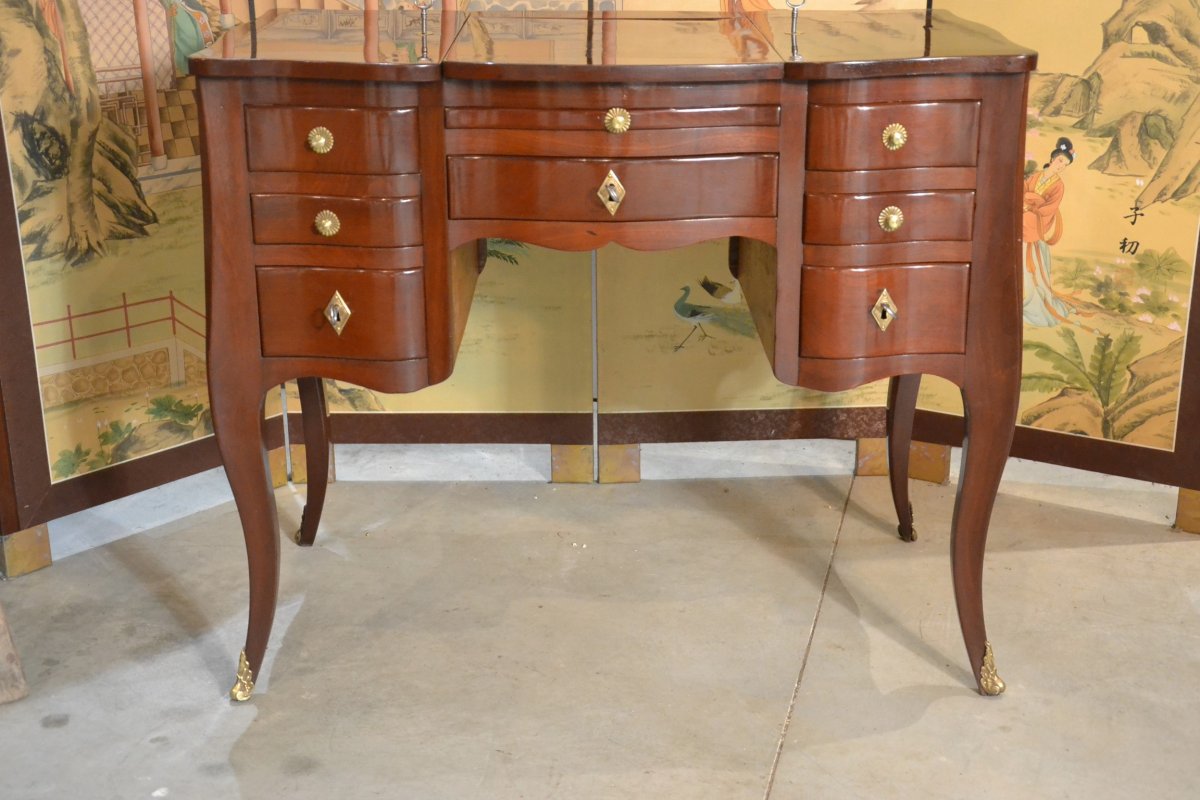 Mahogany Dressing Table Stamped By Coulon & Chevalier XVIIIth Century-photo-1