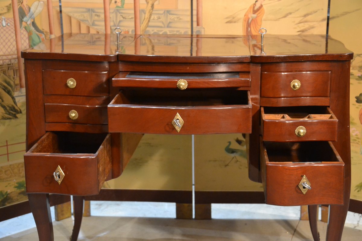 Mahogany Dressing Table Stamped By Coulon & Chevalier XVIIIth Century-photo-2