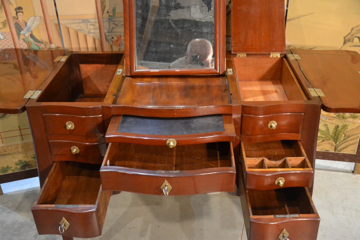 Mahogany Dressing Table Stamped By Coulon & Chevalier XVIIIth Century-photo-3