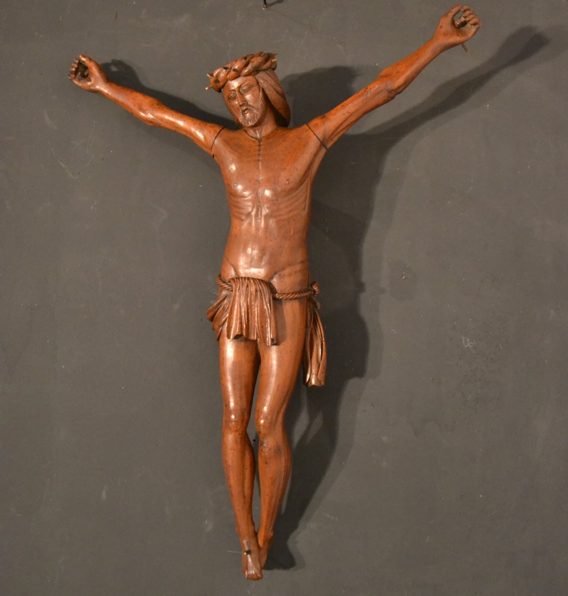 Crucifix En Noyer époque XIXe Siècle-photo-2