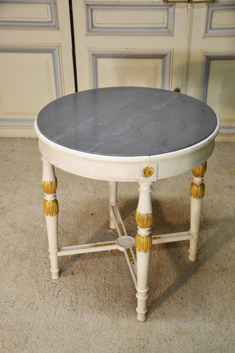 Consulate Style Lacquered And Gilded Wood Pedestal Table-photo-4