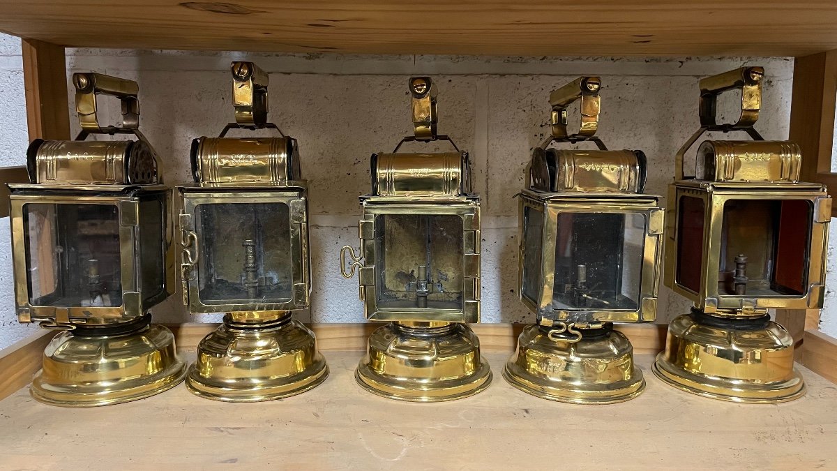 Railroad Lantern In Brass Late Nineteenth-photo-3