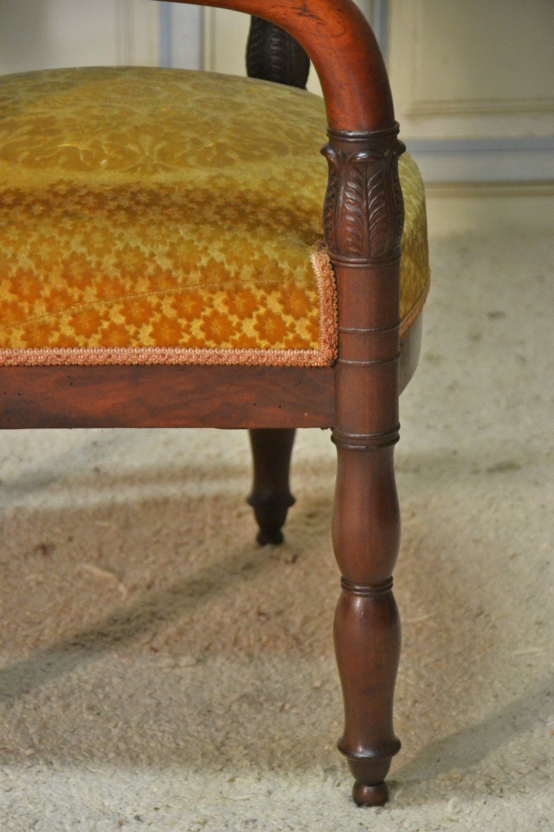 Pair Of Mahogany Armchairs Restoration Period-photo-3