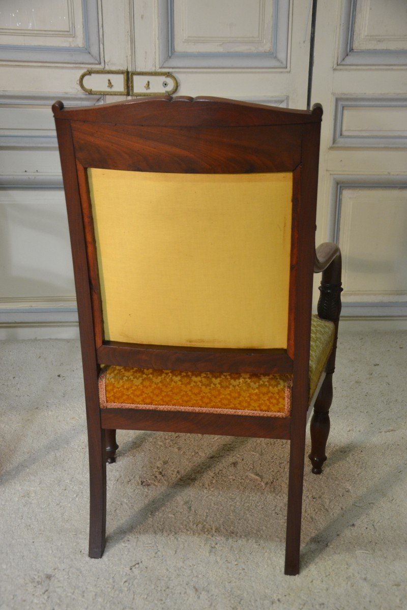 Pair Of Mahogany Armchairs Restoration Period-photo-1