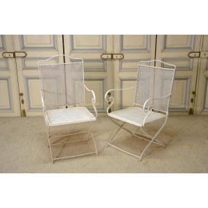 Pair Of Wrought Iron Armchairs