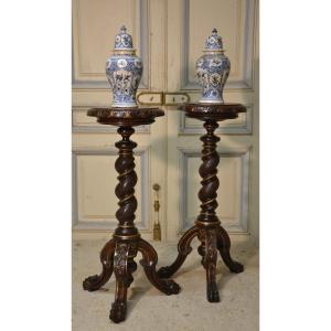 Pair Of Walnut Bolsters 19th Century