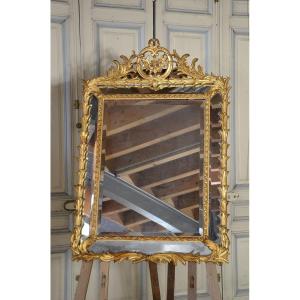 Miroir palmier En Bois Et Stuc Doré, époque XIXe Siècle