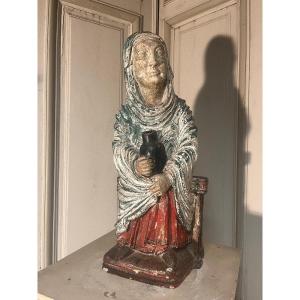 vierge assise  tenant une amphore , plâtre du milieu XXe siècle