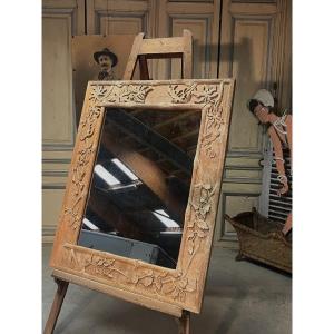 Miroir Art Nouveau à décor de feuilles de pavot , signé de Roger père
