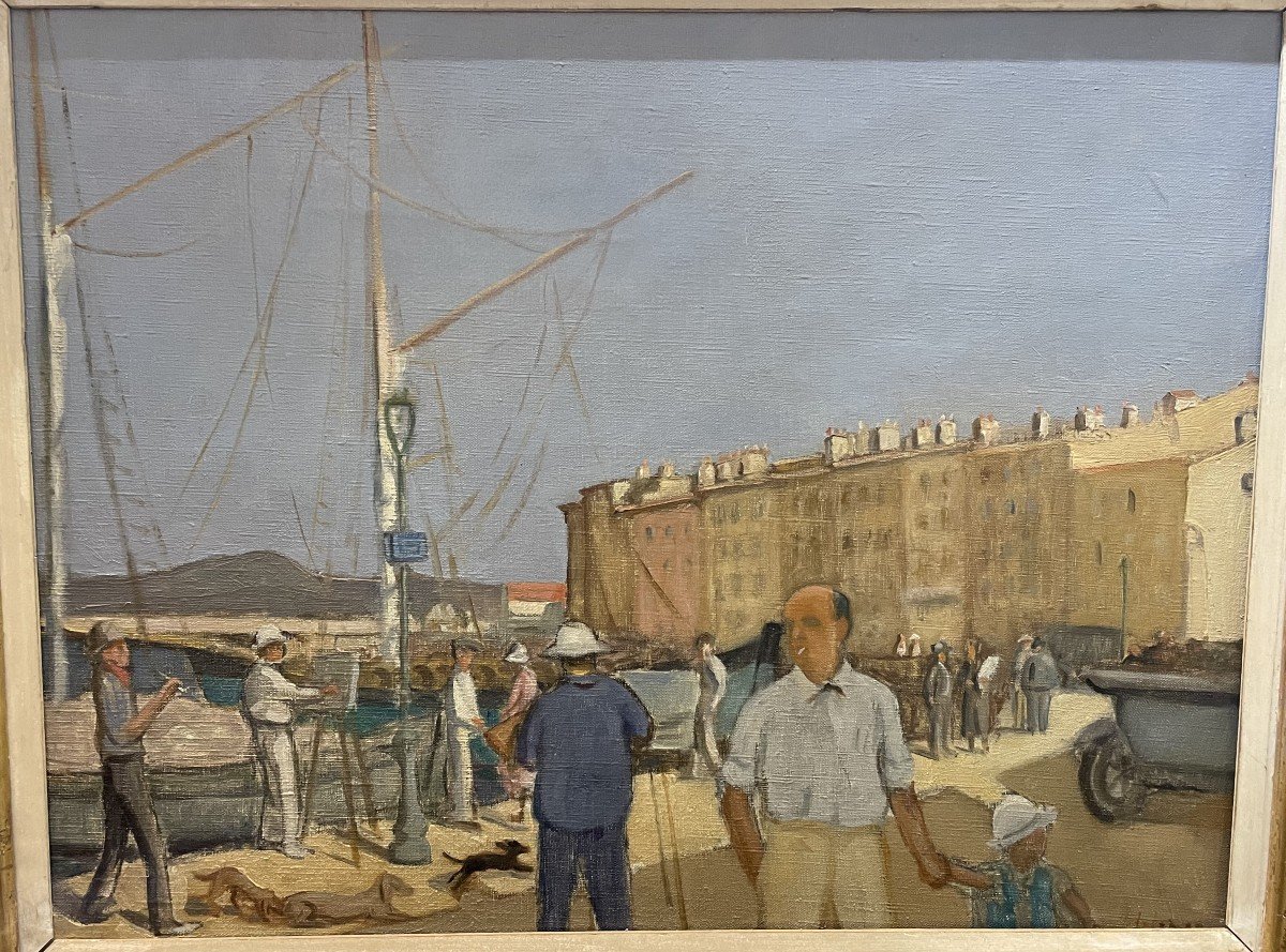 Oil On Canvas By Jacques Salomon 1885-1985. The Port Of Saint Tropez