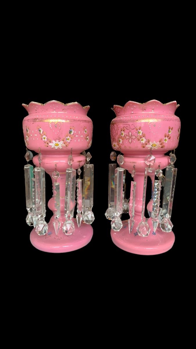 Pair Of Pineapple Holder In Pink Opaline-photo-3