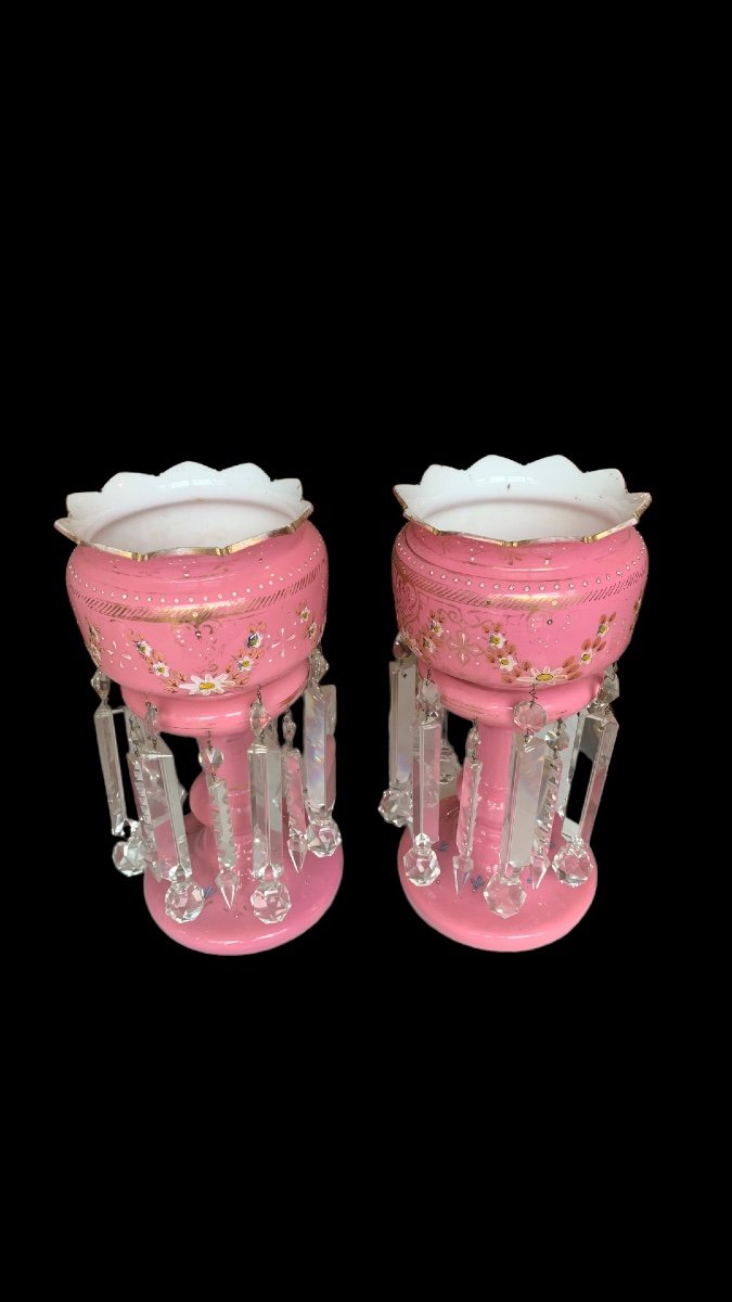 Pair Of Pineapple Holder In Pink Opaline-photo-2