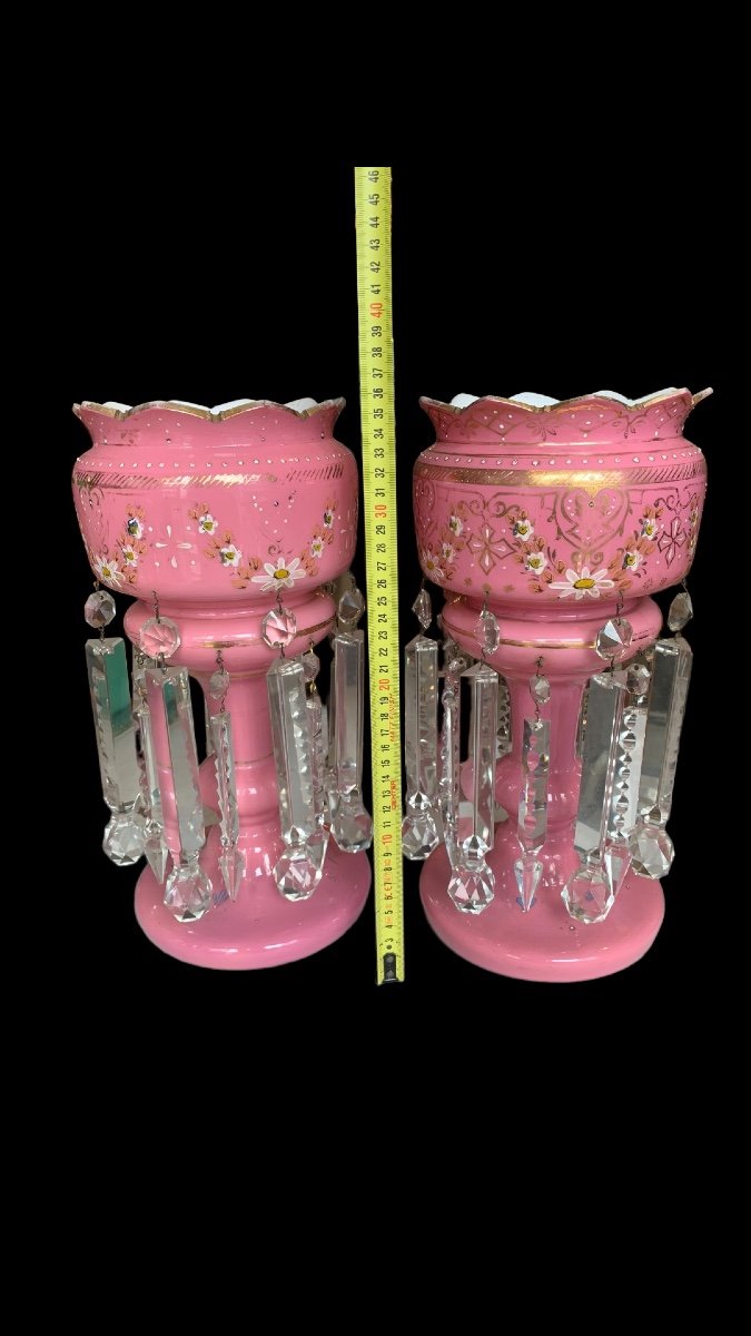 Pair Of Pineapple Holder In Pink Opaline-photo-3