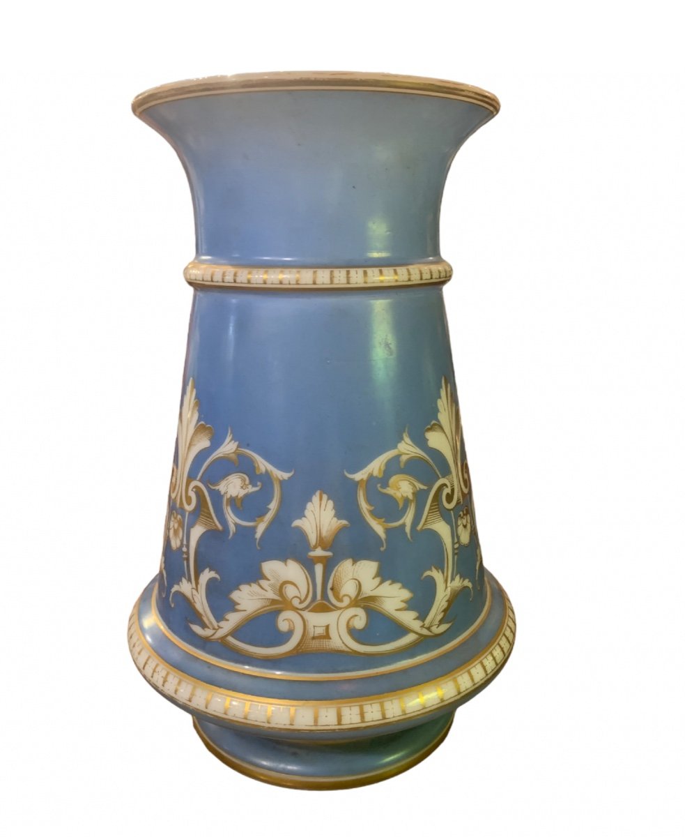 Crystal Vase, Blue Opaline