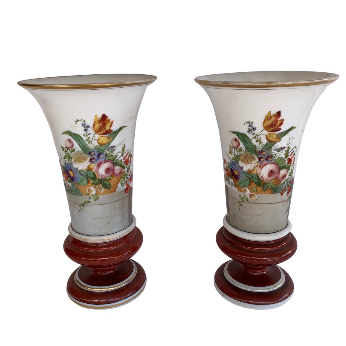 Pair Of Opaline Vases