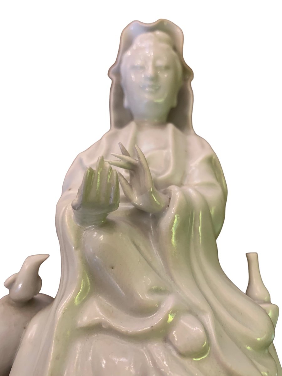 Guanyin Kwan-yin Quanyin Blanc De Chine En Porcelaine-photo-2