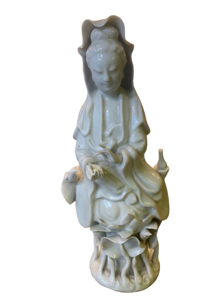 Guanyin Kwan-yin Quanyin Blanc De Chine En Porcelaine