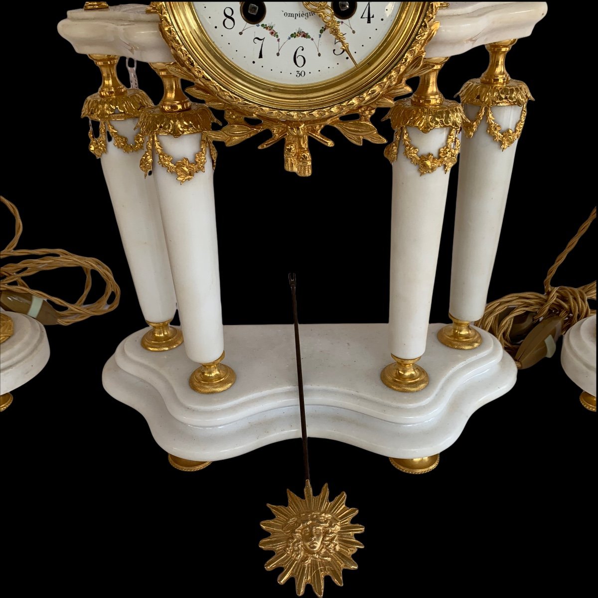 Napoleon III Period Fireplace Trim In Gilt Bronze And White Marble-photo-3