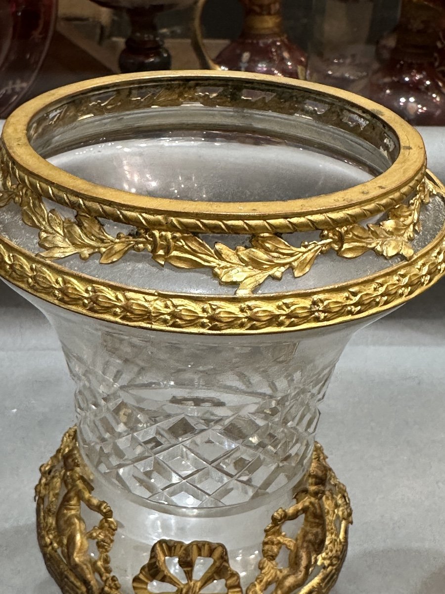 Paire De Vases En Cristal et bronze (Baccarat )-photo-3