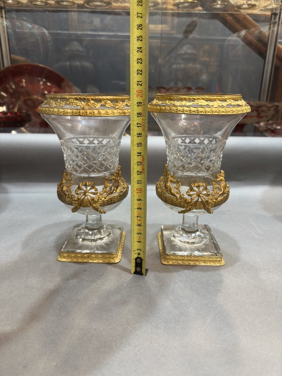Paire De Vases En Cristal et bronze (Baccarat )-photo-4