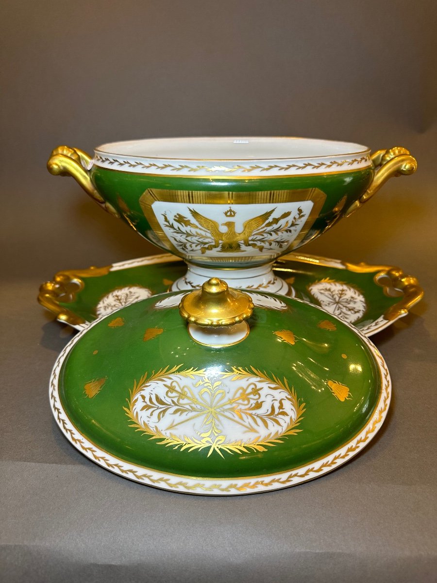 Soupière Verte En Porcelaine De Paris -photo-4