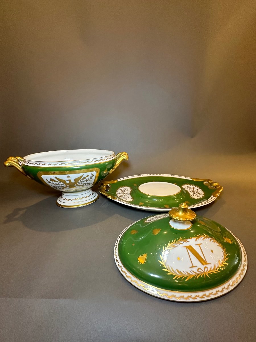 Soupière Verte En Porcelaine De Paris -photo-5