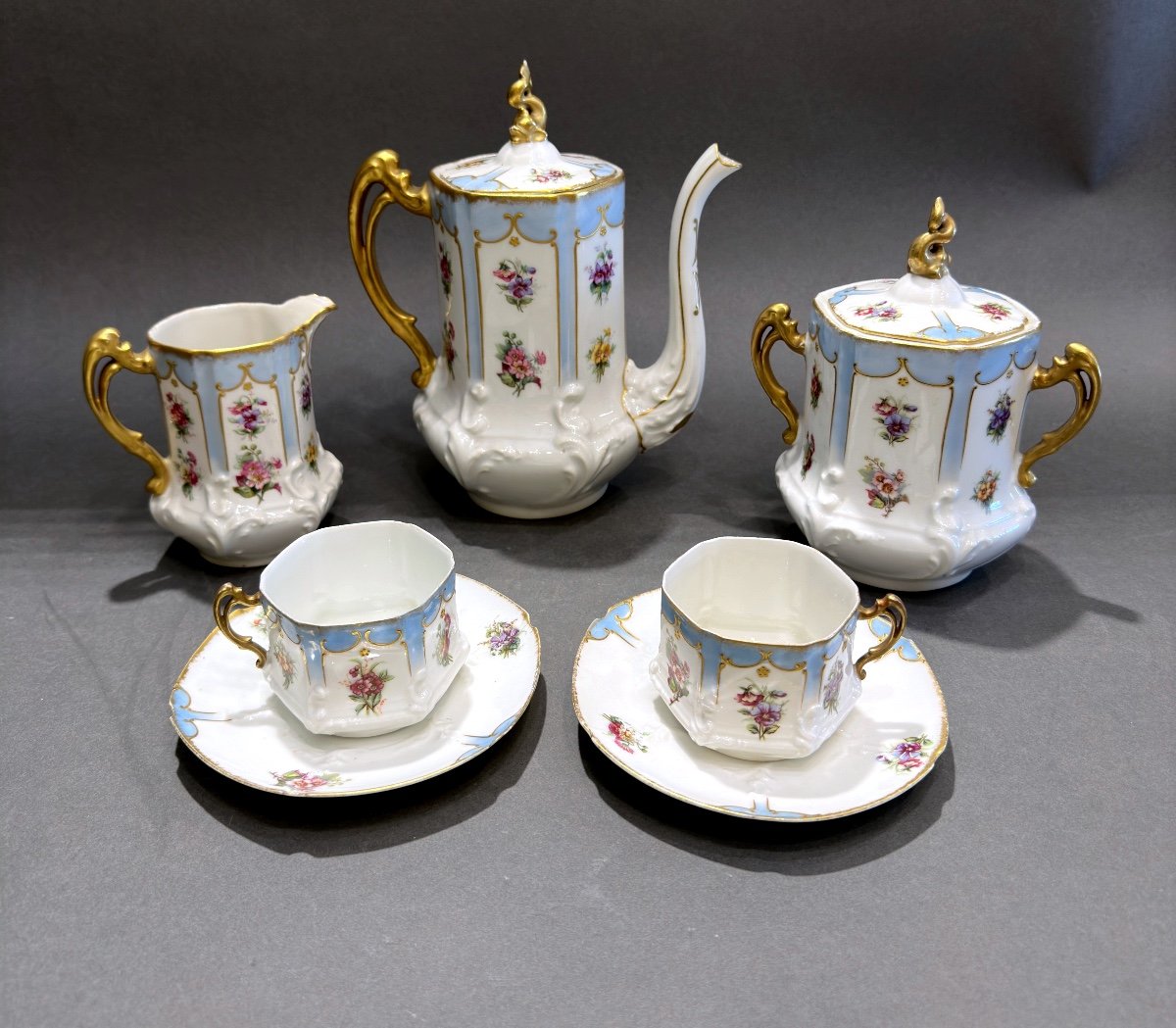 Service à Thé , Café, Tête à Tête En Porcelaine De Limoges