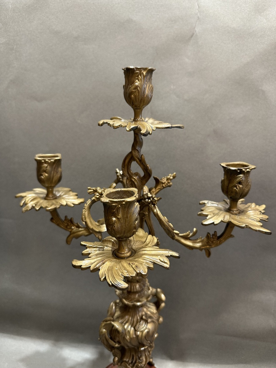 Pair Of Bronze Candelabras -photo-4