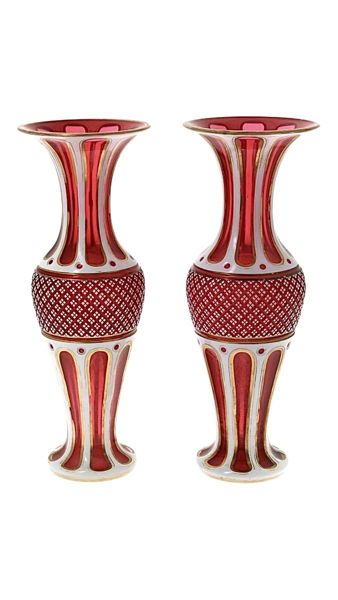 Paire De Vases, Overlay 38 cm-photo-2