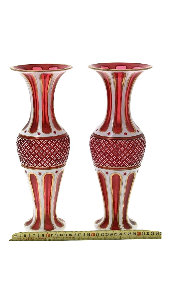 Paire De Vases, Overlay 38 cm-photo-1