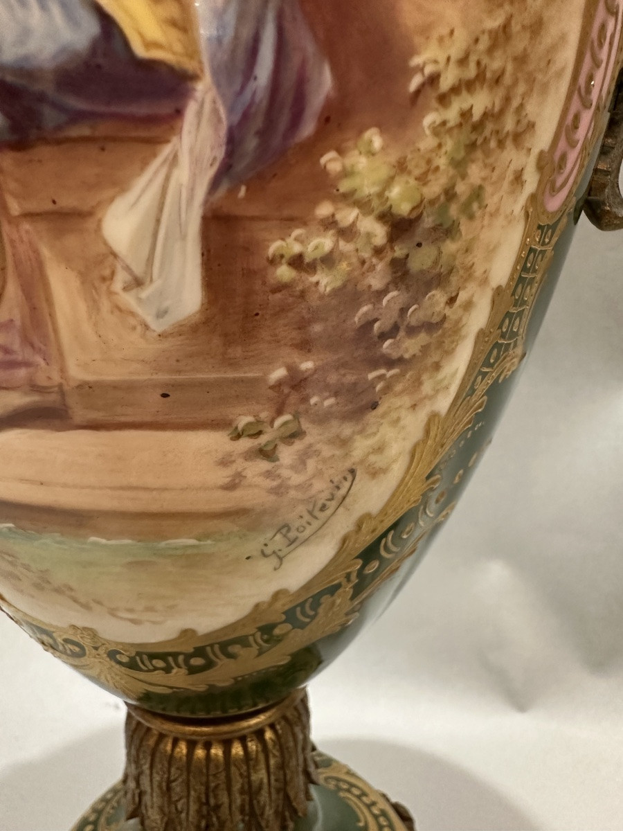 Paire De Vases, en porcelaine de Sèvres 60 cm-photo-2