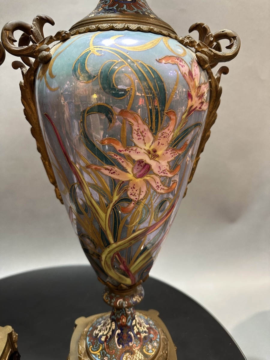 Pair Of Vases, In Sèvres Porcelain. Art Nouveau. 62 Cm-photo-6