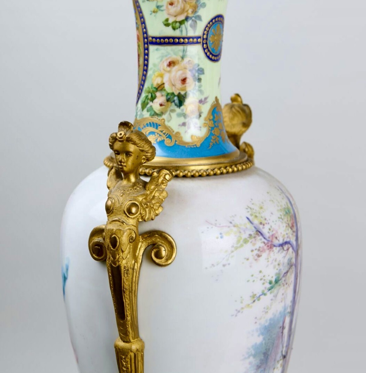 Paire De Vases, en Porcelaine de Sevres, trois signatures, 80 cm-photo-4