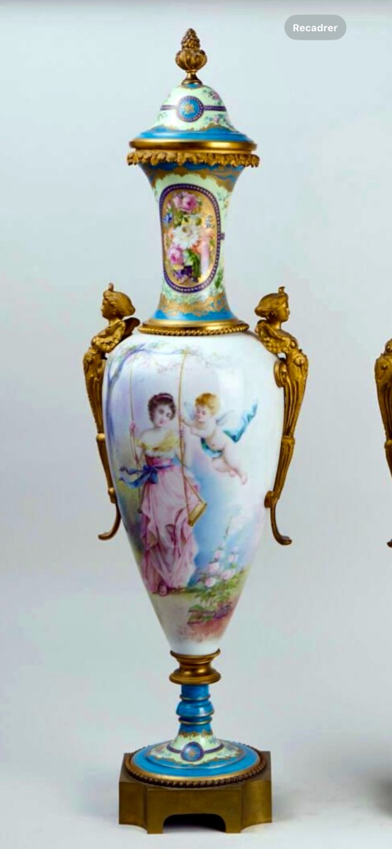 Paire De Vases, en Porcelaine de Sevres, trois signatures, 80 cm-photo-5